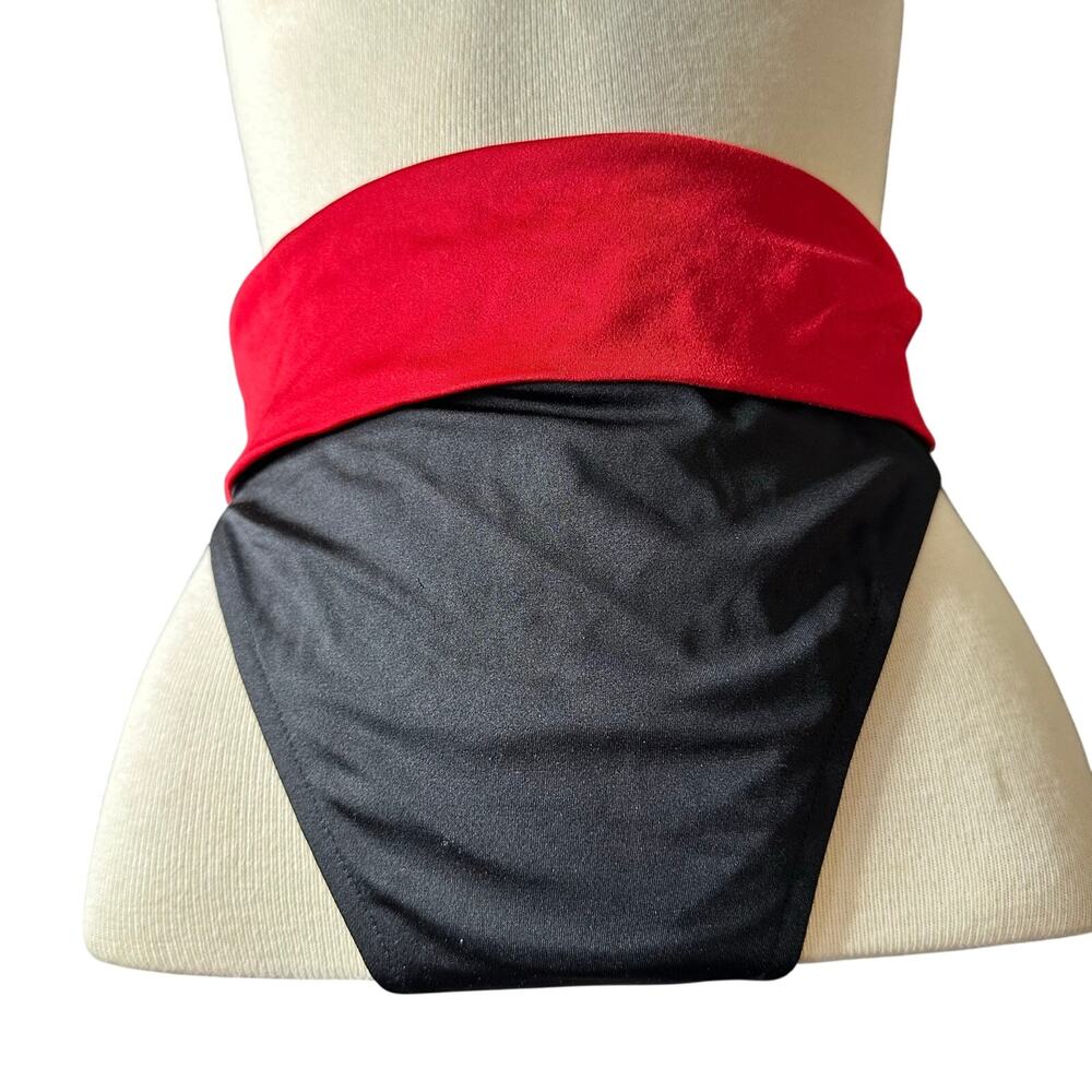 Vintage 80s/90s Bikini bottom Swimwear Red black fold over  
Women’s Size Med